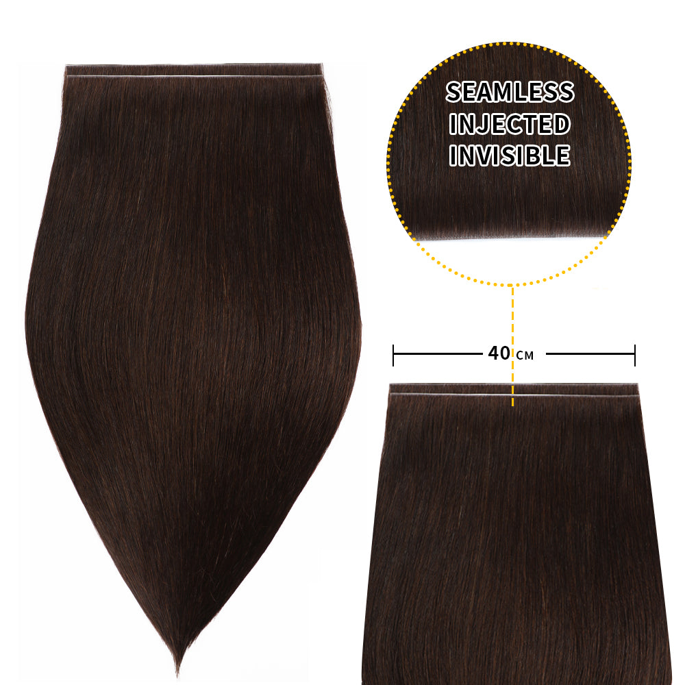 40*0.8cm long invisible tape in hair extensions 2Pcs virgin human hair (#2 Darkest Brown)