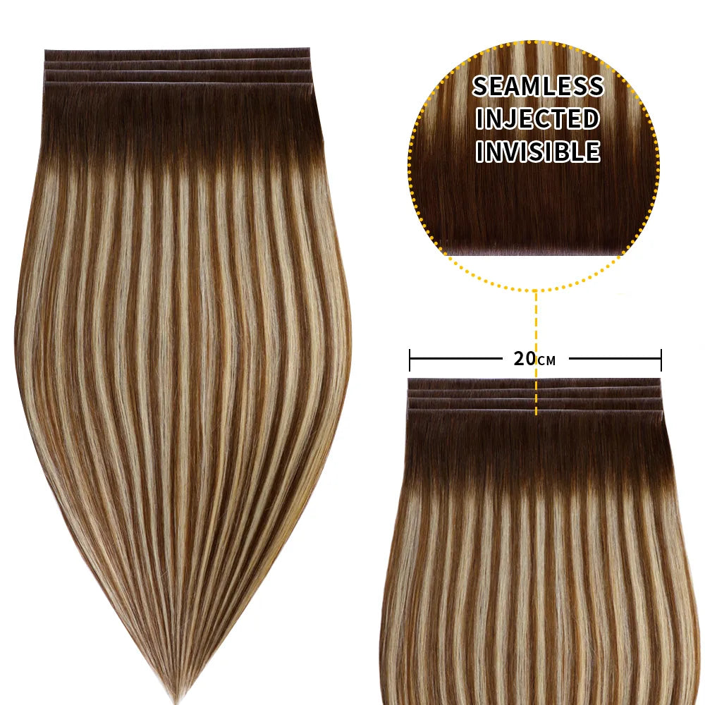 (#P6/613/T4) Brown to Blonde Balayage Tape Weft Hair Extensions