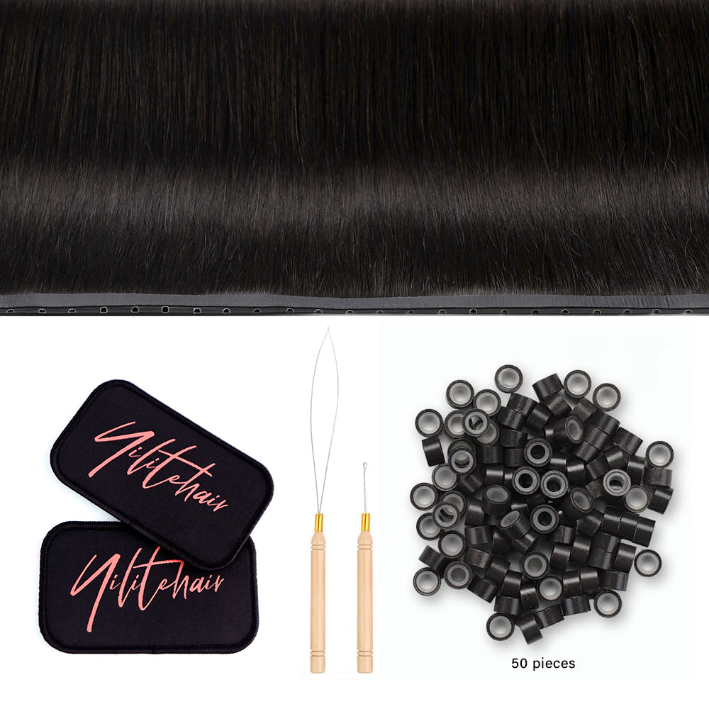 YiliteVip (#1B) Natural Black Butterfly Weft Hair Extensions