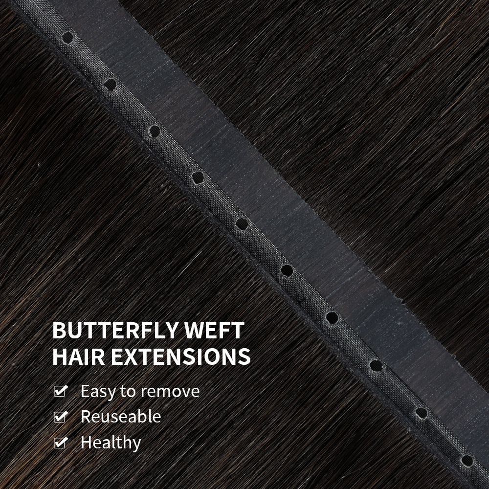 YiliteVip (#P1B/6/T1B) Natural Black Balayage Butterfly Weft Hair Extensions