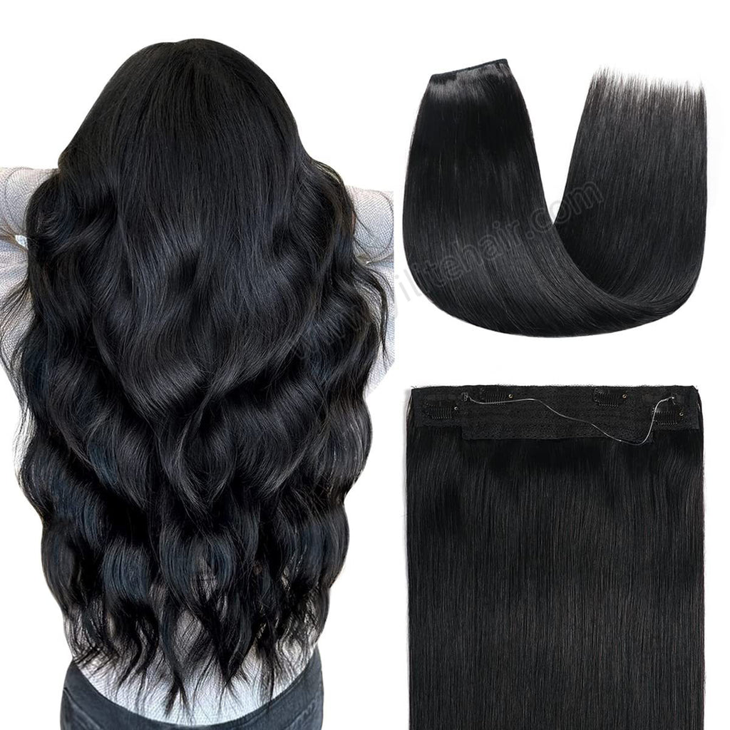 Back View of The Model Showing (#1) Jet Black Wire Extensions 