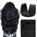 Back View of The Model Showing (#1) Jet Black Wire Extensions 