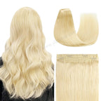 Back View of The Model Showing (#60) Platinum Blonde Wire Extensions 