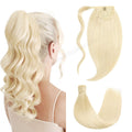 Back View of Model Showcasing (#60) Platinum Blonde Wrap Around Ponytail Extension