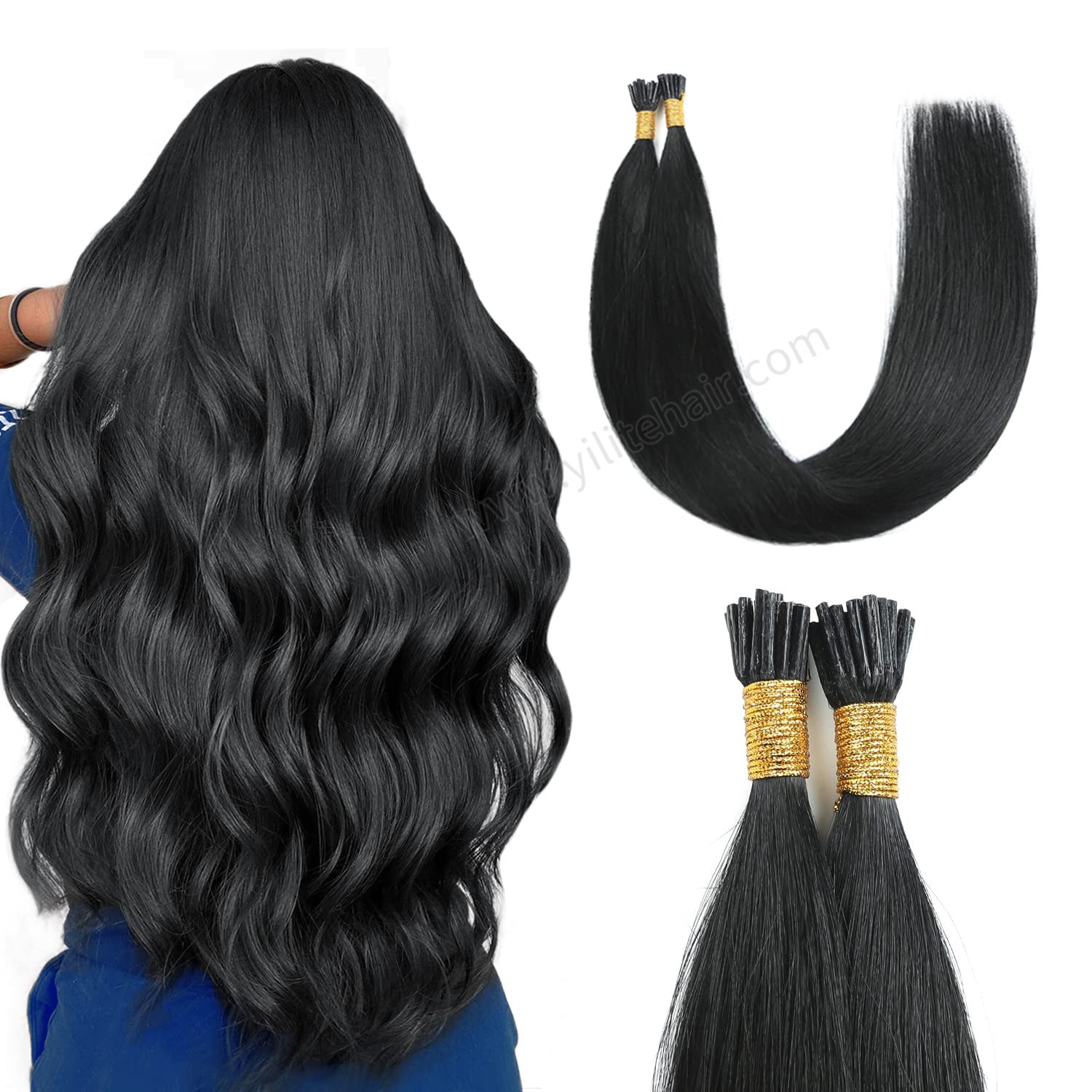 Model Wearing (#1) Jet Black I Tip Extensions