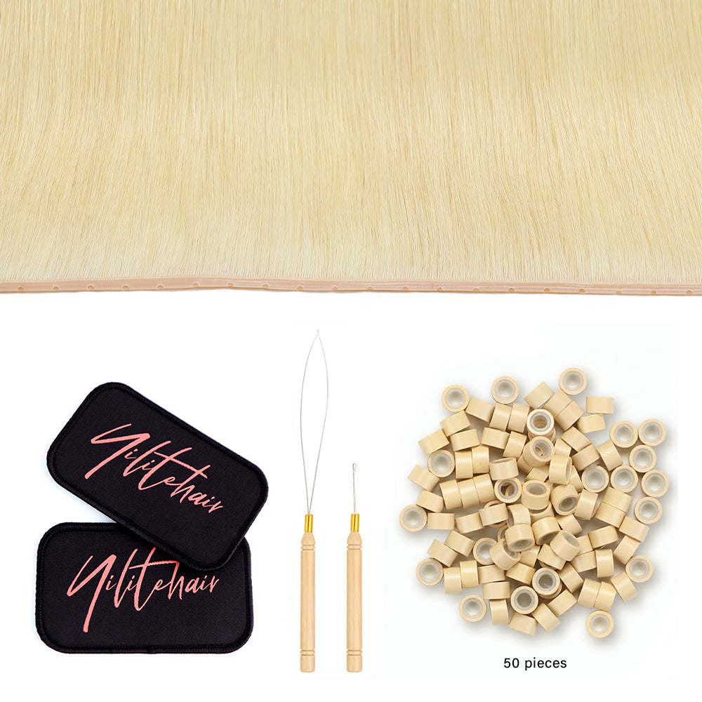 YiliteVip (#60) Platinum Blonde Butterfly Weft Hair Extensions
