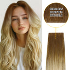 YiliteVip (#T8/60) Light Brown to Platinum Blonde Invisible Tape In Extensions 20Pcs