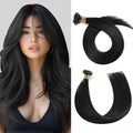 Model Wearing (#1) Jet Black U Tip Hair Extensions