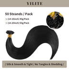 (#1) Jet Black U Tip Hair Extensions 50 Strands Per Pack