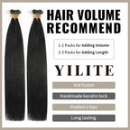 (#1) Jet Black U Tip Hair Extensions with Hair Volume Recommend