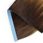 Zoomed View of (#T2/60) Darkest Brown to Platinum Blonde Tape Weft Hair Extensions