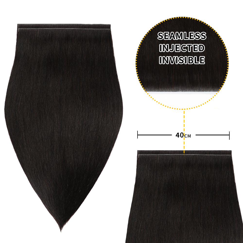 (#1B) Natural Black Tape Weft Hair Extensions 40CM 2Pcs