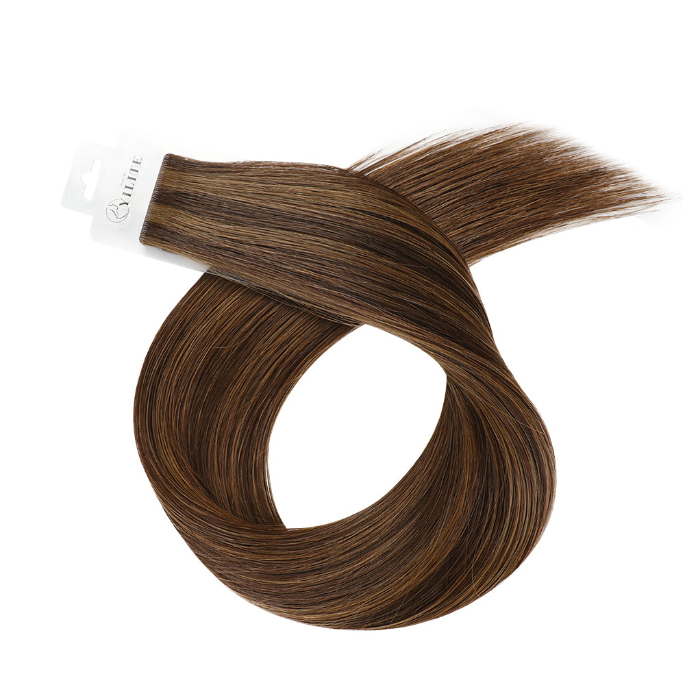 YiliteVip (#P2/6) Darkest Brown Chestnut Balayage Invisible Tape In Extensions 20Pcs