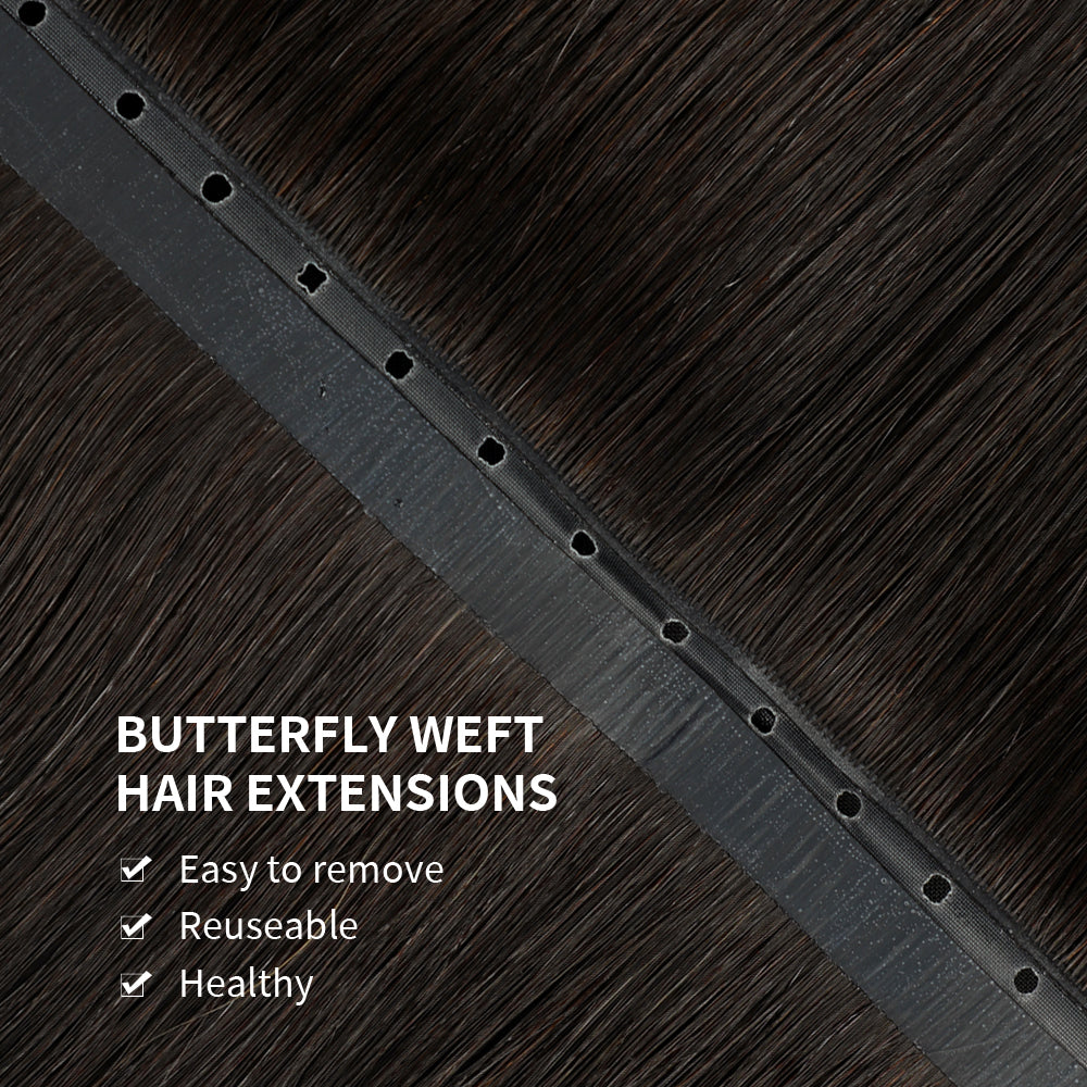 YiliteVip (#1B) Natural Black Butterfly Weft Hair Extensions