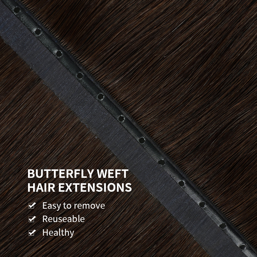 YiliteVip (#2) Darkest Brown Butterfly Weft Hair Extensions