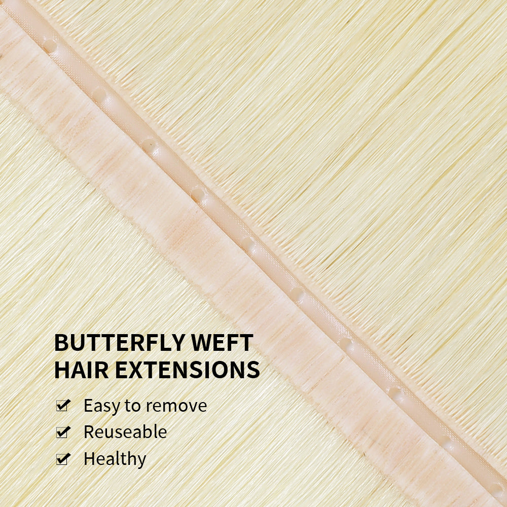 YiliteVip (#60) Platinum Blonde Butterfly Weft Hair Extensions