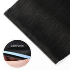 Close-up of (#1) Jet Black Tape Weft Hair Extensions