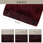 Details of (#99J) Burgundy Wire Extensions: Invisible Wire, 90° Rectangular Design, and 4 Clips 