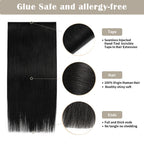 Details of (#1) Jet Black Tape Weft Hair Extensions: Seamless Tape, Virgin Hair, Thick Ends