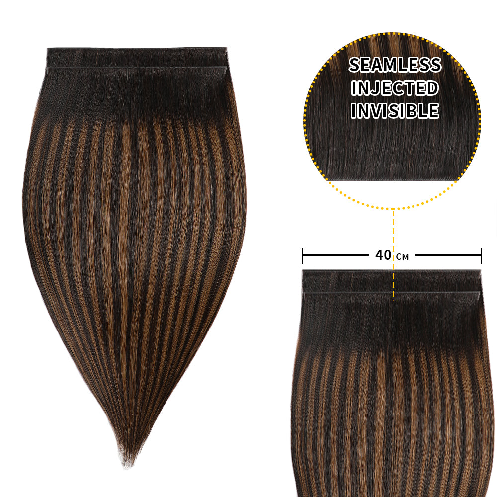 40*0.8cm long invisible tape in hair extensions 2Pcs virgin human hair  (#P1B/6/T1B)