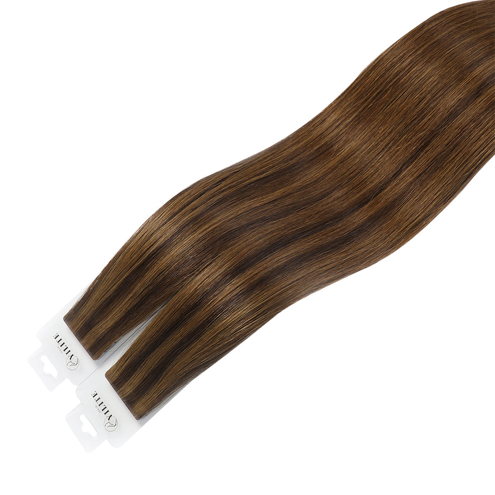 YiliteVip (#P2/6) Darkest Brown Chestnut Balayage Invisible Tape In Extensions 20Pcs