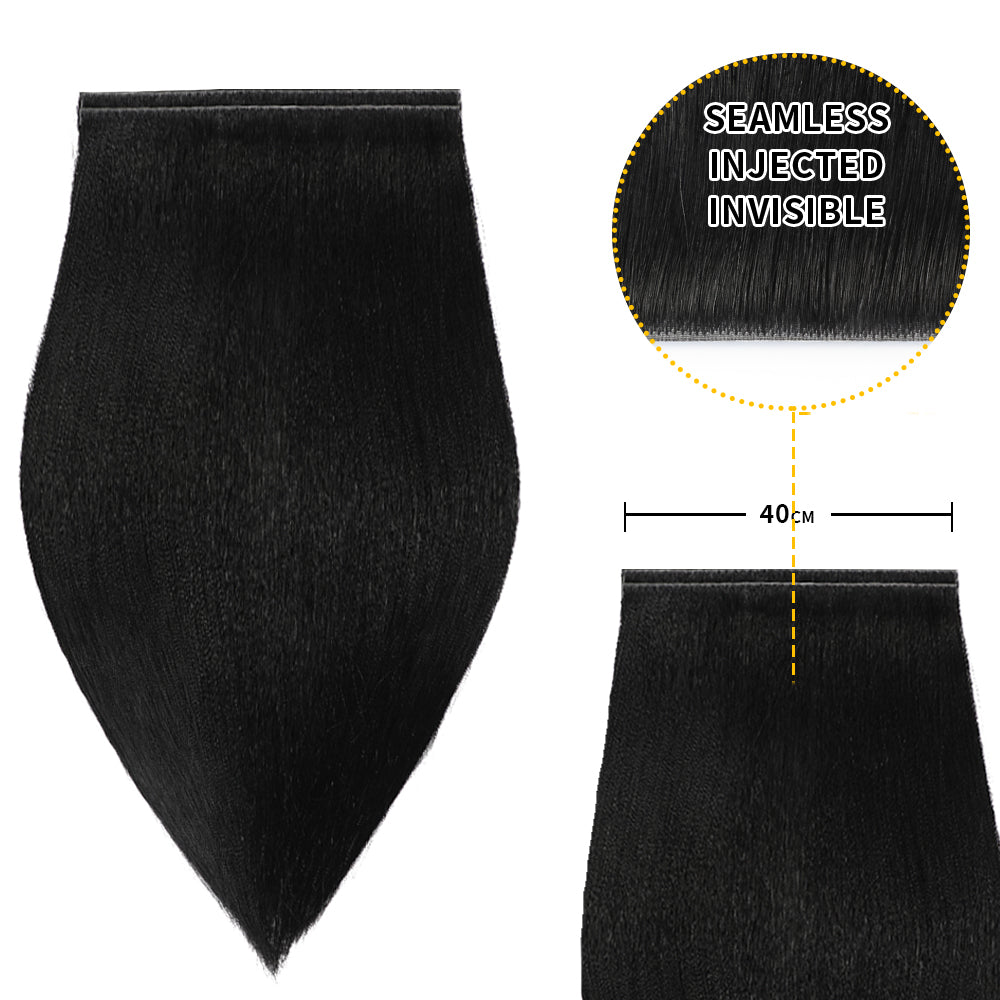 40*0.8cm long invisible tape in hair extensions 2Pcs virgin human hair (#1 Jet Black)