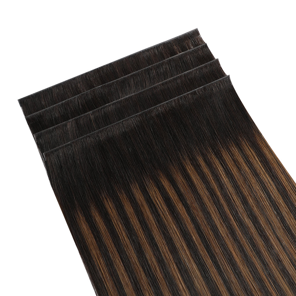 (#P1B/6/T1B) Natural Black Balayage Tape Weft Hair Extensions 4Pcs