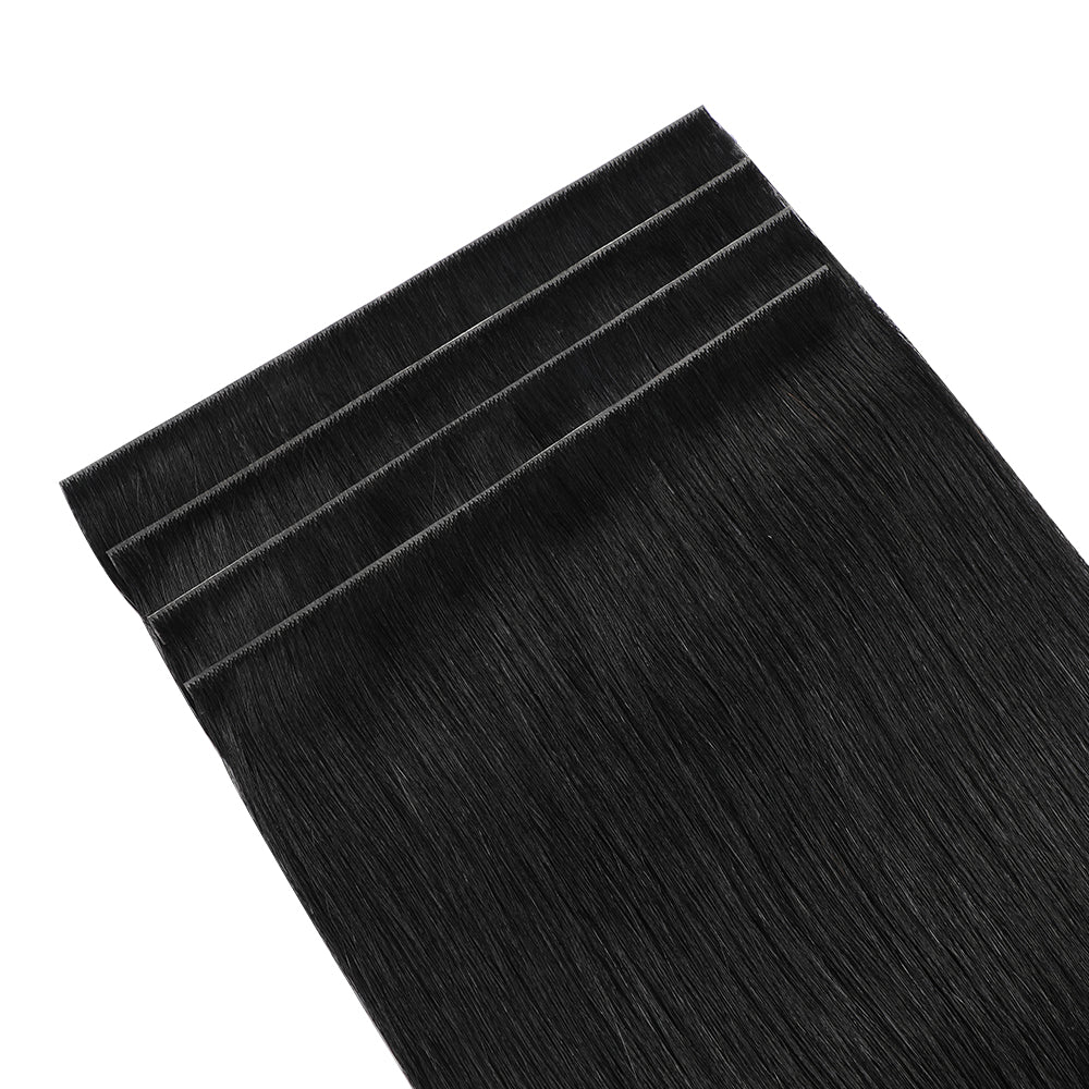 (#1) Jet Black Tape Weft Hair Extensions 4Pcs