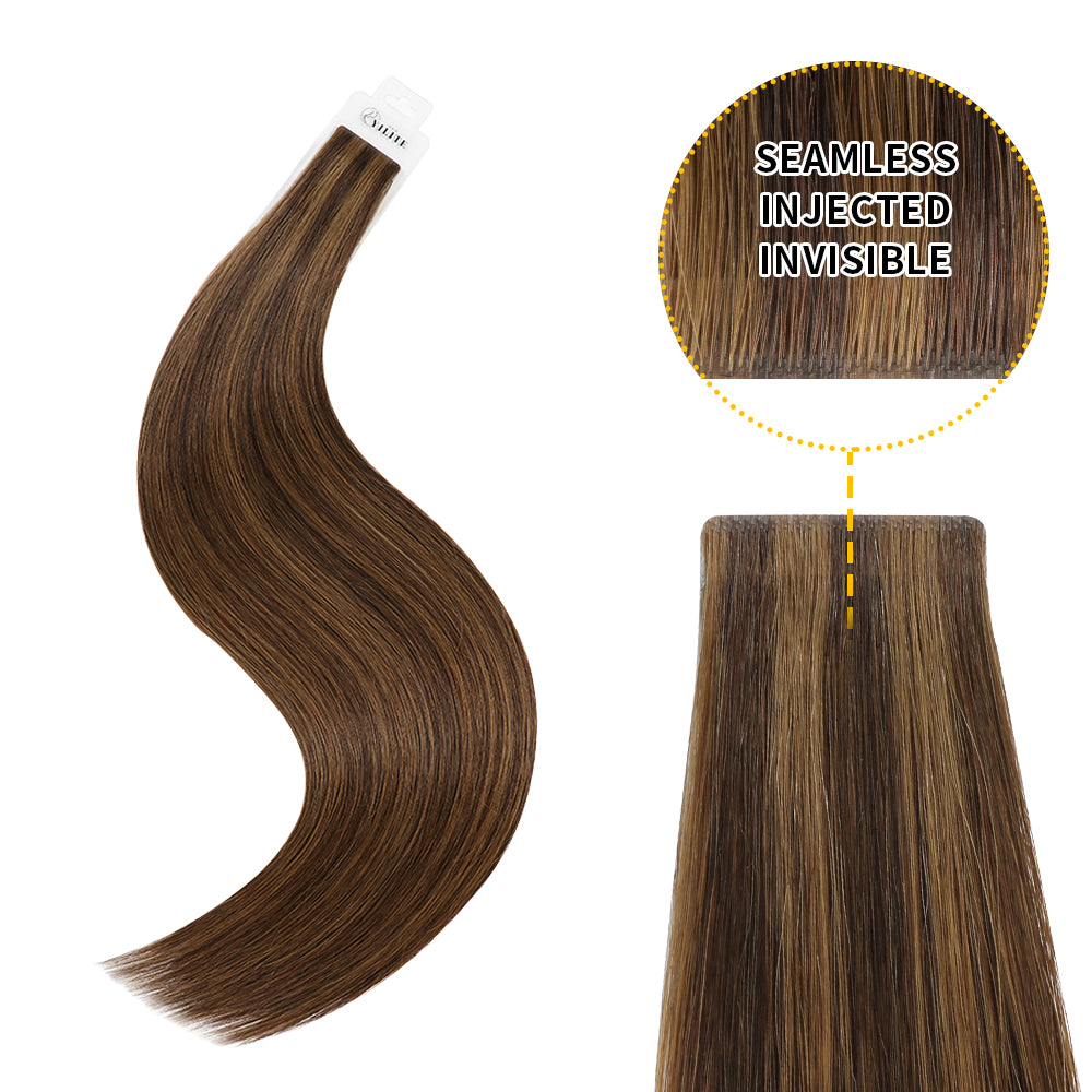 YiliteVip (#P2/6) Darkest Brown Chestnut Balayage Invisible Tape In Extensions 20Pcs