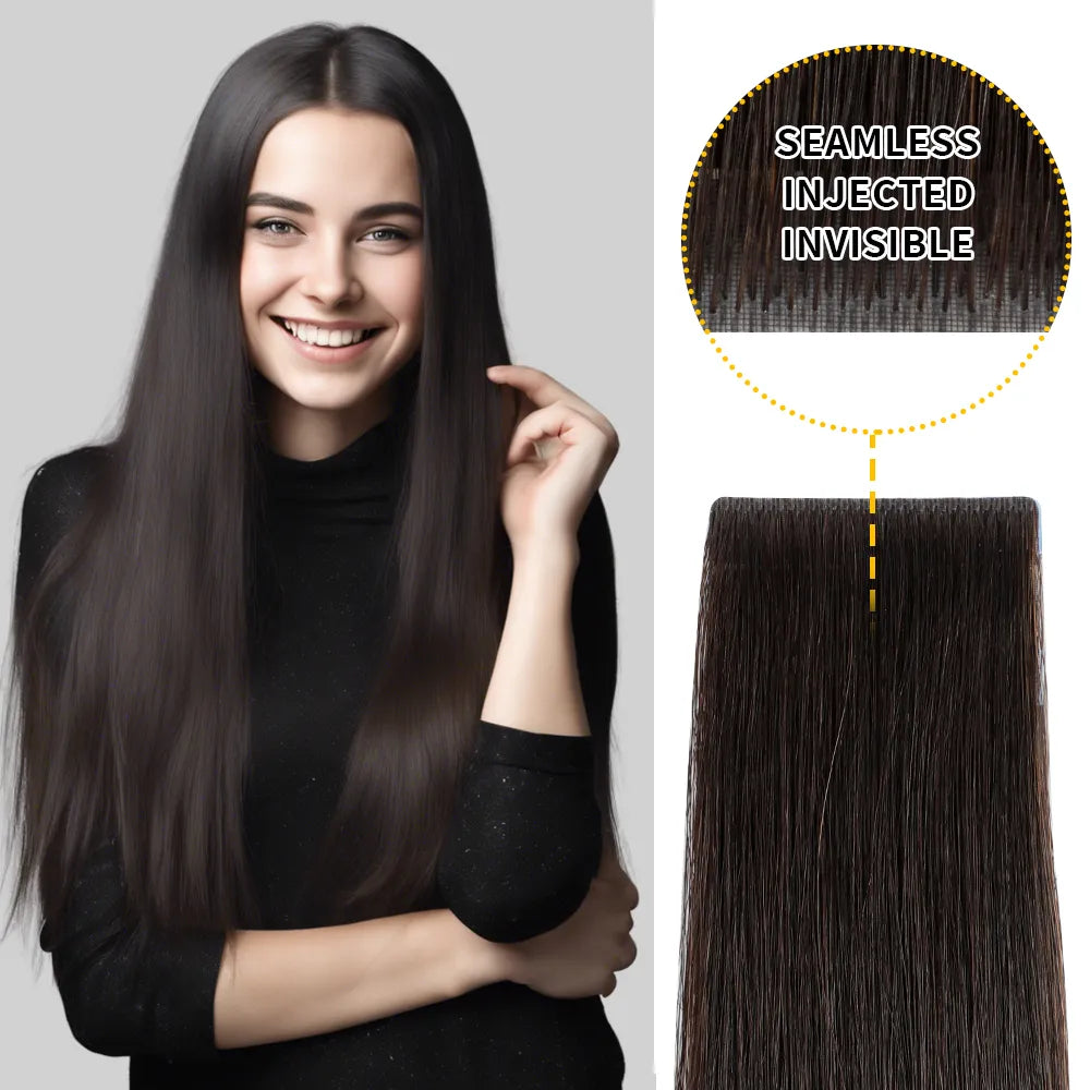 YiliteVip (#1B) Natural Black Invisible Tape In Extensions 20Pcs