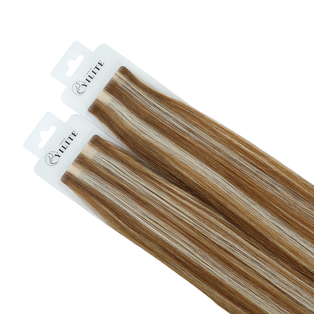 YiliteVip (#P8/60) Light Brown with Blonde Balayage Invisible Tape In Extensions 20Pcs