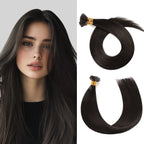 Model Wearing (#1B) Natural Black U Tip Hair Extensions