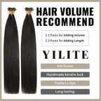 (#1B) Natural Black U Tip Hair Extensions with Hair Volume Recommend