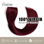 (#99J) Burgundy Invisible Wire Hair Extensions 100% Virgin Human Hair  