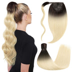 Back View of Model Showcasing (#T2/60) Wrap Around Ponytail Extension