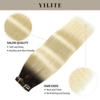 (#T2/60) Darkest Brown to Platinum Blonde Classic Clip Ins with salon quality and hair ends 