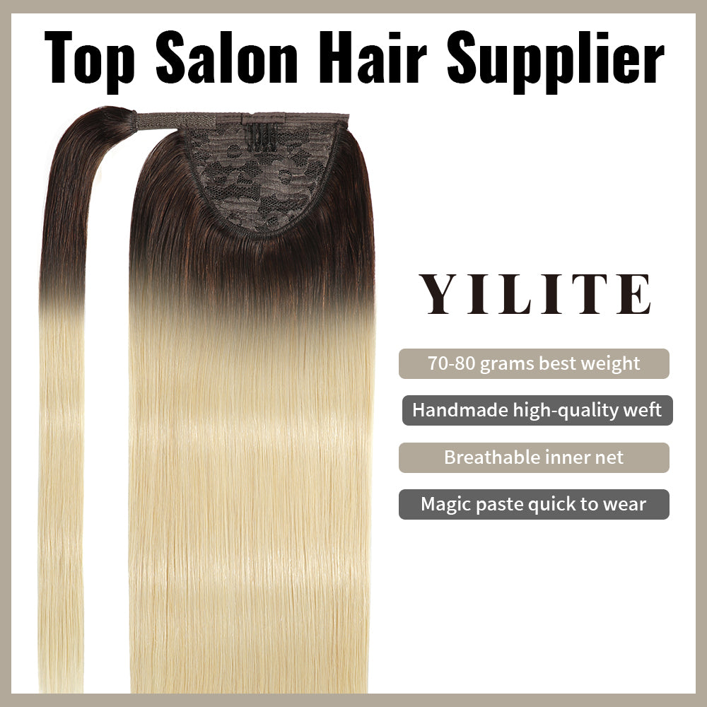(#T2/60) Ponytail Extension with Handmade Weft, Breathable Inner Net, and Quick-Wear Design