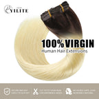 Virgin Human Hair (#T2/60) Darkest Brown to Platinum Blonde Classic Clip Ins