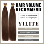(#4) Chocolate Brown U Tip Hair Extensions with Hair Volume Recommend