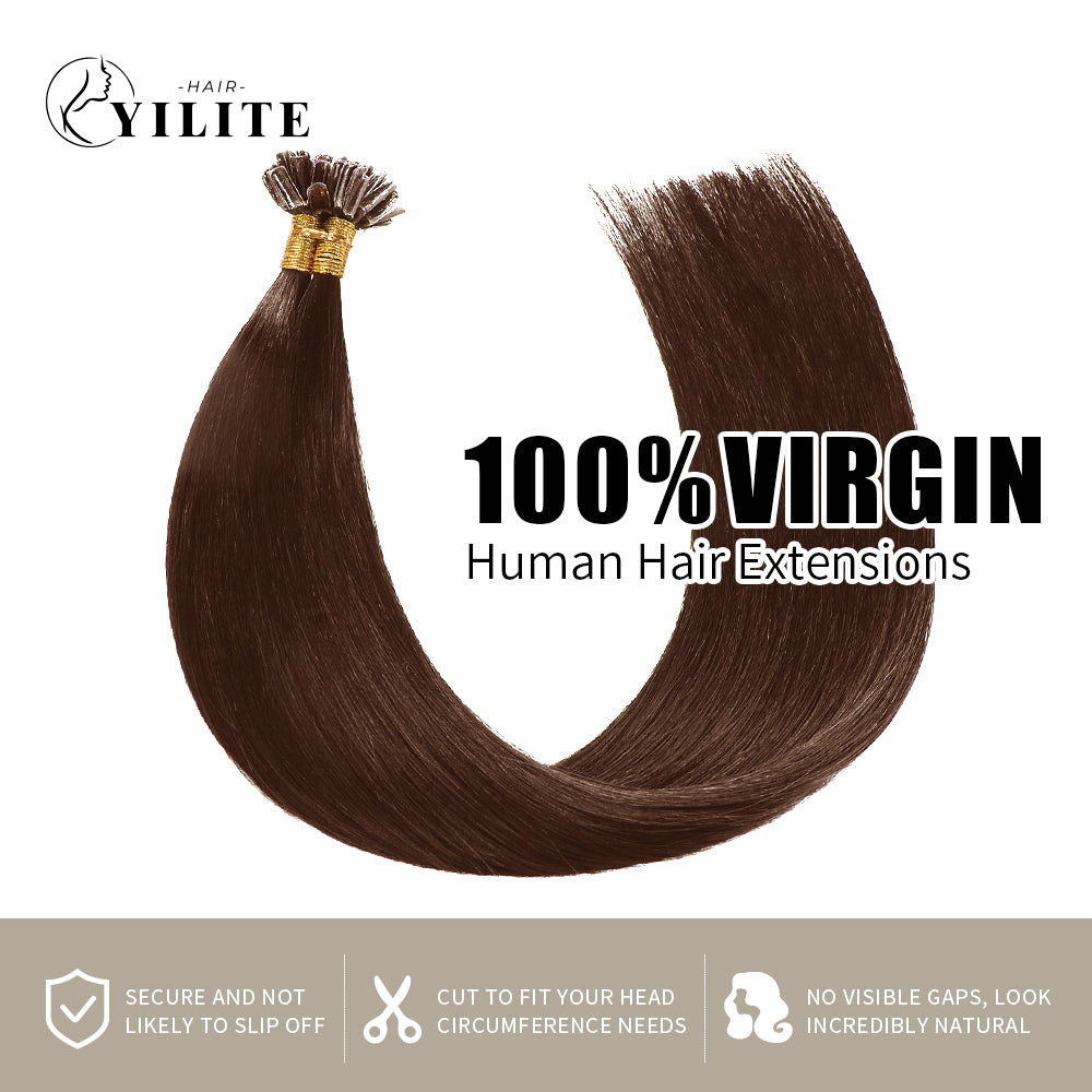 (#4) Chocolate Brown U Tip Hair Extensions 100% Virgin Human Hair 