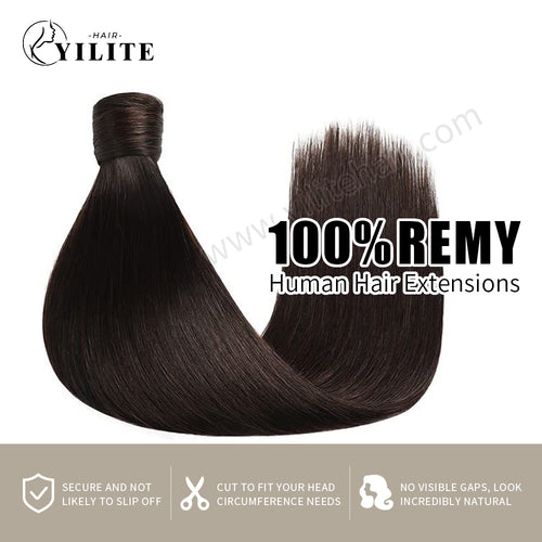 (#2) Darkest Brown Wrap Around Ponytail Extension Virgin Human Hair