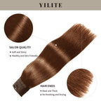 (#6) Chestnut Brown Invisible Wire Hair Extensions with Salon Quality and Thick Hair Ends