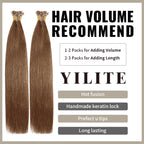 (#6) Chestnut Brown U Tip Hair Extensions with Hair Volume Recommend