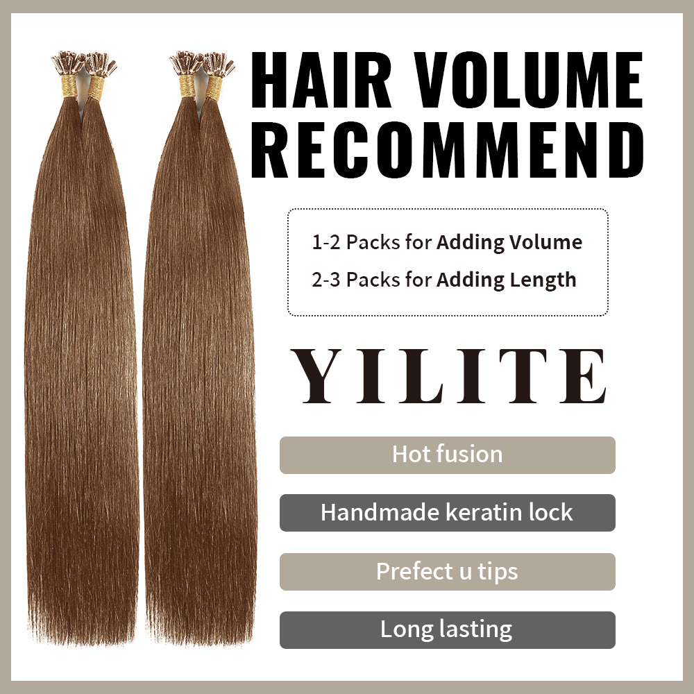 (#6) Chestnut Brown U Tip Hair Extensions with Hair Volume Recommend