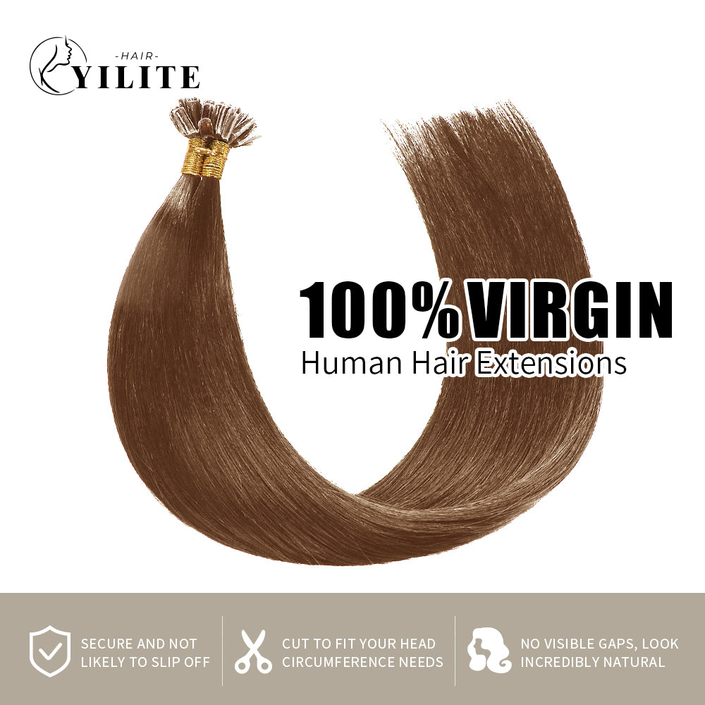 (#6) Chestnut Brown U Tip Hair Extensions 100% Virgin Human Hair 