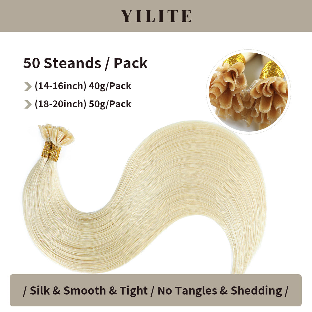 (#60) Platinum Blonde U Tip Hair Extensions 50 Strands Per Pack