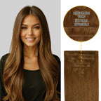 Model Wearing Seamless Clip Ins 7Pcs 16 Clips (#6) Chestnut Brown