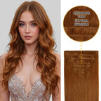 Model Wearing Seamless Clip Ins 7Pcs 16 Clips (#33) Dark Auburn