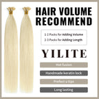 (#60) Platinum Blonde U Tip Hair Extensions with Hair Volume Recommend