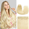 Model Showcasing (#60) Platinum Blonde Invisible Wire Hair Extensions